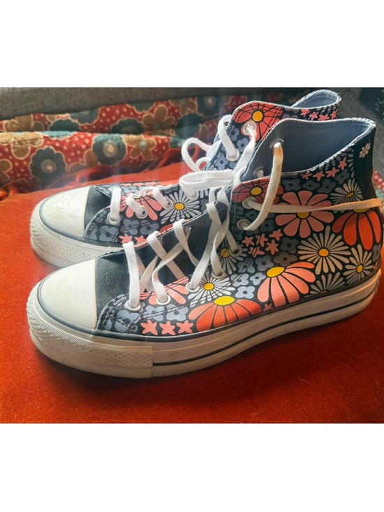 Converse Shoes - Converse Floral High-Top Sneakers - Pink, Orange & Black